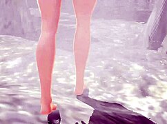 Anime girl tries mixed bath in secret hot spring.