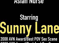 hey, sunny lane as a nympho nurse banging an asian cock is wild!
