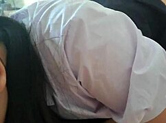 Cute Asian Student in Cosplay Gives Addictive Handjob and Blowjob During Homemade Massage