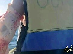 She escaped the city on a jet ski to the beach, where her tight pussy gets filled with cum.