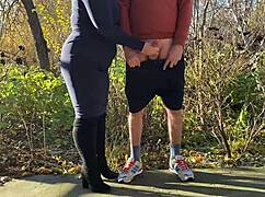 Stepson in Law Forces Me into Kinky Outdoor Handjob