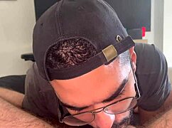 Massive white gay cock explodes cum into eager mouth