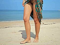 Long Dress, No Panties, Flashing My Hairy Charm On A Public Beach Feels So Wild!