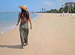 Long Dress, No Panties, Flashing My Hairy Charm On A Public Beach Feels So Wild!