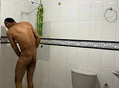 Chubby gay boyfriend sneaks in bathroom and we end up banging.