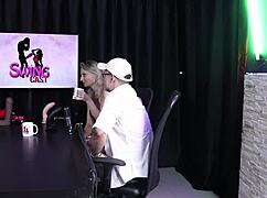 Wow, aline fischborn shows off her blowjob skills, strips to reveal breasts and pussy, and strips her husband naked!