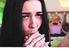 Teen brunette with piercing gets feet and pussy worshipped in BDSM