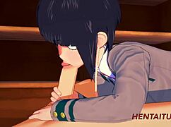 jiro kyoka gives blowjob and boobjob in classroom