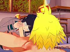 jiro kyoka gives blowjob and boobjob in classroom