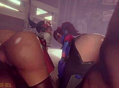 Dva y Kiriko se doblan en perrito.