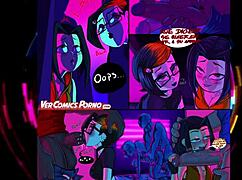 Cartoon Characters Party In Anime Style