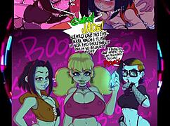 Cartoon Characters Party In Anime Style