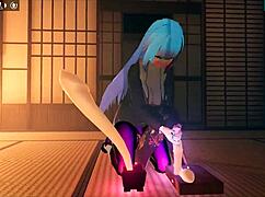 Futanari Girl Dominates Living Dildo With Intense Footjob