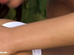 garden threesome turns into sensual lesbian muff diving and fingering by sapphix