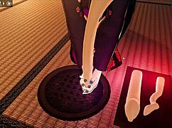 Futanari Girl Dominates Living Dildo With Intense Footjob