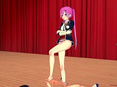 hey, pink-haired anime girl with tiny chest performs with you on stage! 🎤