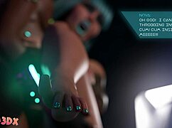 horny blue bitch deepthroats futa cock