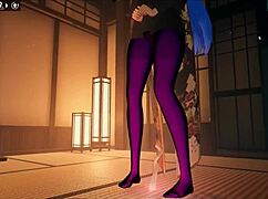 Fată futanari domină dildo viu cu footjob intens