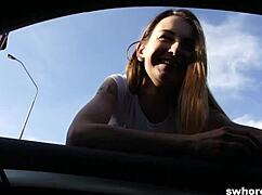 Very skinny street prostitute fucked cheap in car. Hidden cam caught every dirty detail of this Czech reality.