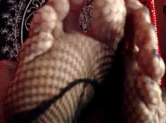 bbw fetish mistress rubs her feet in stockings for voyeurs. too kinky for youtube?