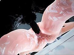 Valkyrie se relaja en la bañera, hentai 3D sin censura