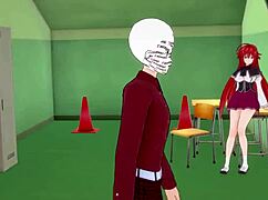 Rias Gremory Begs for Action in Fantasy Anime Scene.