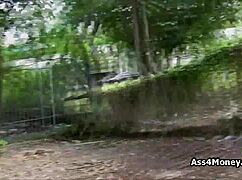 Hey, wanna bang this blue-eyed sporty chick for some quick cash outdoors?