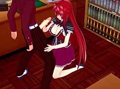 Rias Gremory Begs for Action in Fantasy Anime Scene.