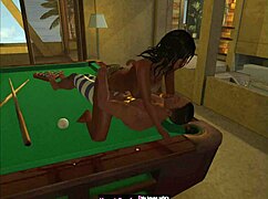 Playing on the pool table