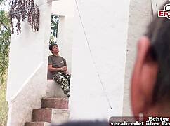 Hey, Skinny Military Gay Teen, Want Anal in the Woods?