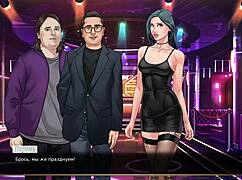 In this anime game, the teen with small tits faces a huge monster cock in intense sex