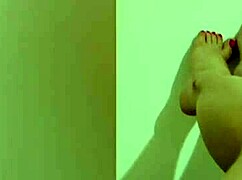 Cute girl shows her sexy legs and then masturbates her wet hole