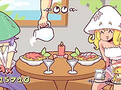 kinky futanari waitress puts cum on pizza in hentai game