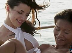 Petite Asian Maki Katana and Russian Oksi enjoy a scenic boat trip.