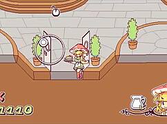 kinky futanari waitress puts cum on pizza in hentai game