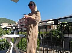 Nude in Public on Balcony, Wanna See?