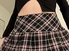 neighbor seduction turns into fingering her asshole in a miniskirt.