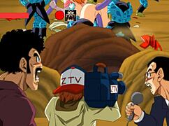 Bulma Adventure 4: Mr. Satan Sees Agent Miss Piiza Pizza Gangbanged at Cell Games with Double Creampie