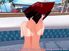 anzu mazaki is getting fucked hard on the pool in her step bikini 😍