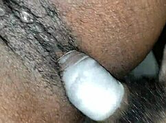 ebony babe gets creampie in condom during hot car action