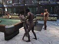 Fo4 pool table party with cartoon brunette hentai anime threesome and cute desk fucking