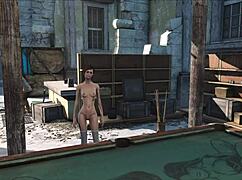 Fo4 pool table party with cartoon brunette hentai anime threesome and cute desk fucking