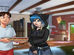 In Summertime Saga, you jerk off to her pussy in this uncensored scene