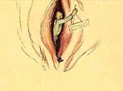 vintage erotic cartoon illustration from retro anime.