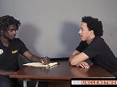 i can’t stop watchin’ this muscle security officer bareback drill a gay guy after a bj.