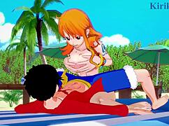 Nami, Nefertari Vivi, and Monkey D Luffy in Wild One Piece Hentai
