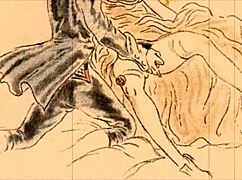 vintage erotic cartoon illustration from retro anime.
