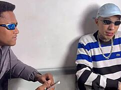 blonde guy takes big black cock until climax