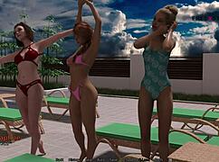 my dorm 4 - games in pool - mark playing with stepsister and friends