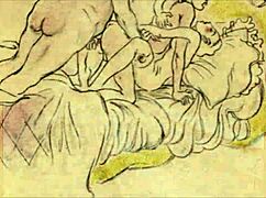 vintage erotic cartoon illustration from retro anime.